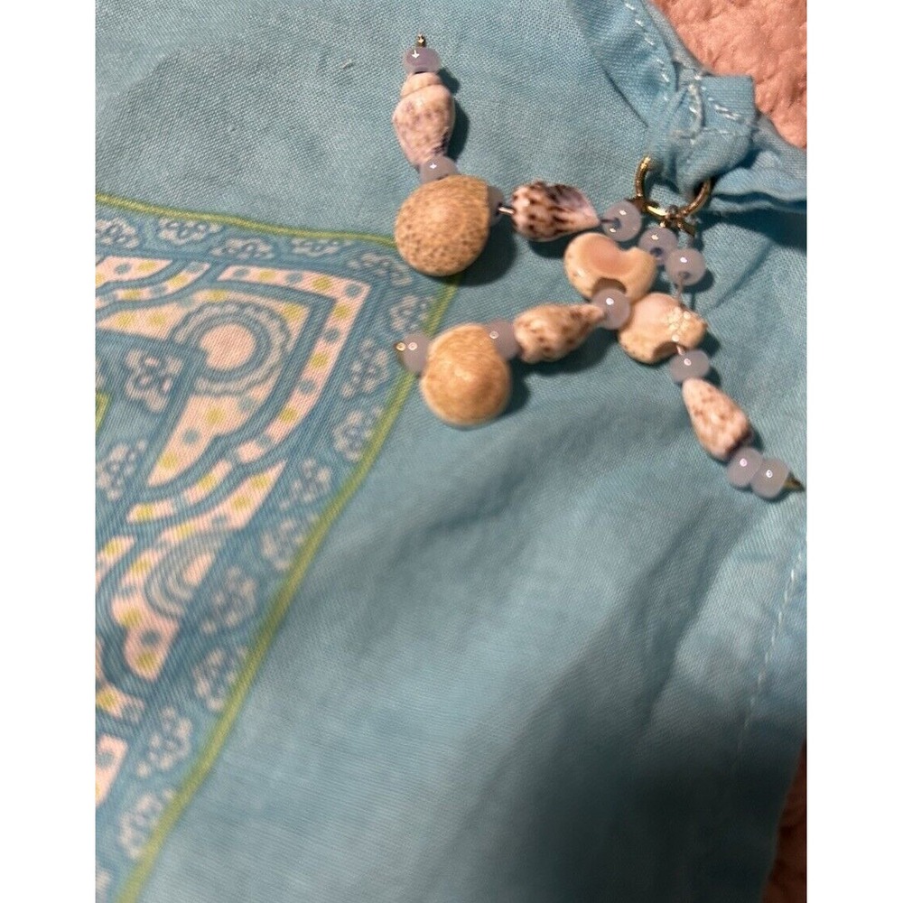 Ralph Lauren Mini Scarf   light blue cotton neck head Details of snails‎ beach - Picture 6 of 6